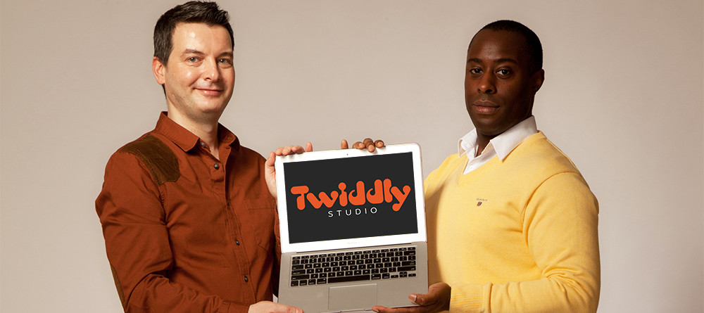 Andrew and Andy With Twiddly Logo laptop